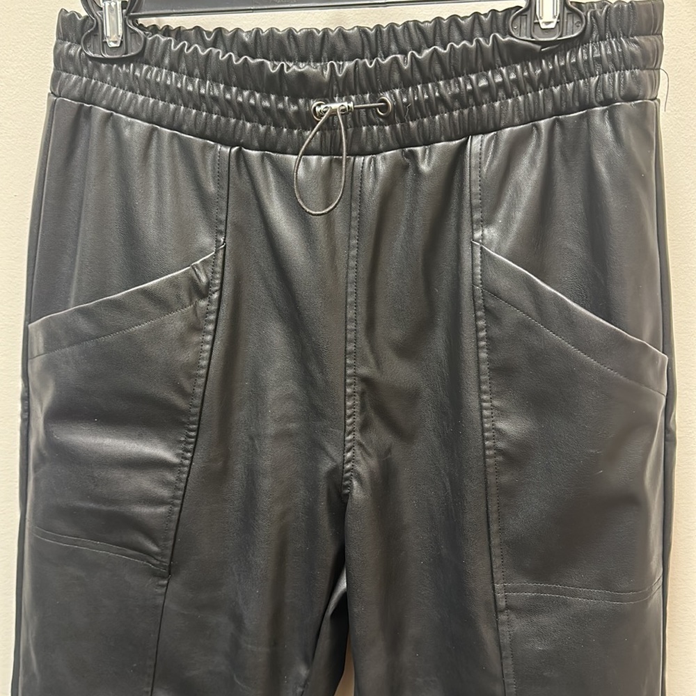 NWOT Leather Joggers, medium, black